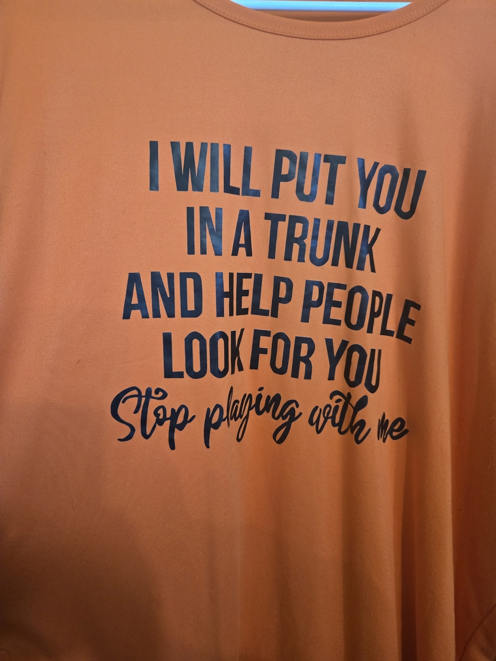 Men's Orange Graphic Tee - 'Stop Playing With Me'